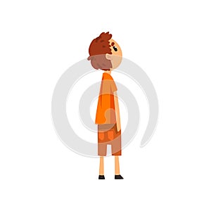 Boy looking forward to something, side view vector Illustration on a white background