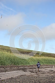 Boy looking at the sterns, Iceland photo