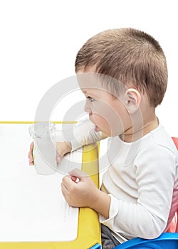 Boy makes inhalation with ultrasonic nebuliser