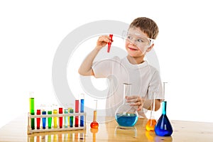 Boy making chemical experiment