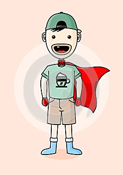 Boy mascot in superhero costume