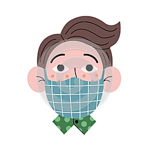 Boy in a mask. Covid-19 coronavirus vector illustration