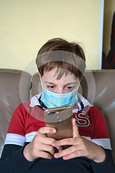Boy with mask at home