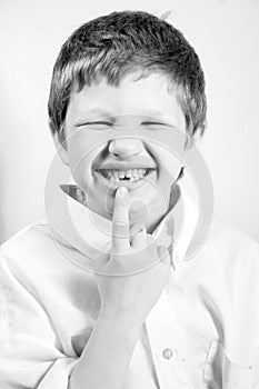 Boy with missing tooth