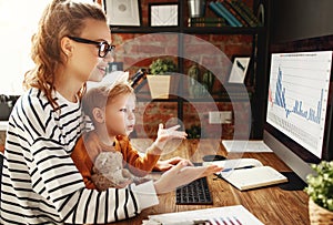 Boy and mother about data analysis during work