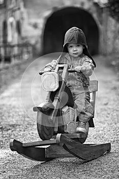 Boy and motorbike