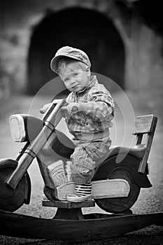 Boy and motorbike