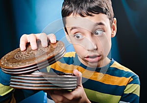 Boy with mystery box photo