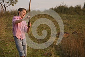 Boy in nature, fishing