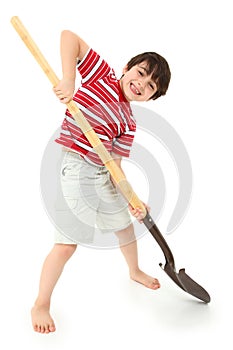 Boy with New Shovel Spade