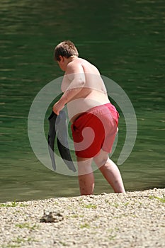 Boy with obesity problem