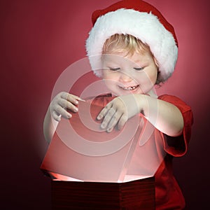 Boy open christmas gift-box
