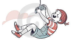 Boy Operating Remote Control Car Play Vector Art, vector design Generative AI