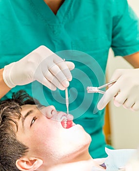 Boy and orthodontist