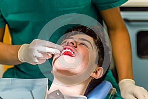 Boy and orthodontist