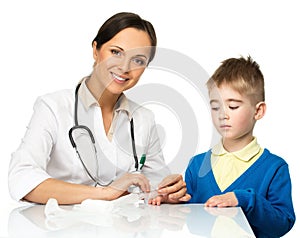 Boy at paediatrician office photo