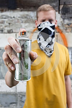Boy after painting graffiti