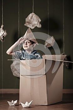 Boy with paper hat