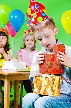 Boy in party hat