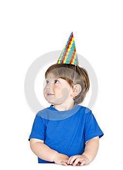 Boy with a party hat.
