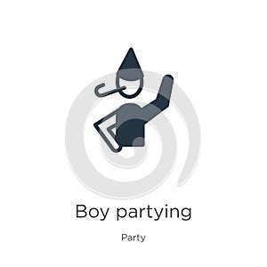 Boy partying icon vector. Trendy flat boy partying icon from party collection isolated on white background. Vector illustration