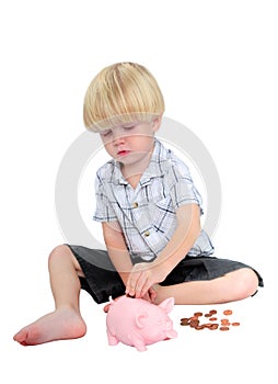 Boy and piggy bank