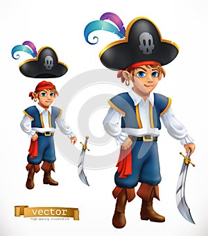 Boy pirate. 3d vector icon