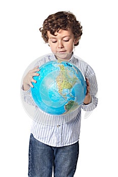 Boy and the planet earth