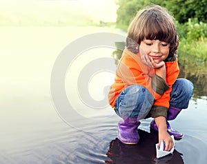 Boy play in puddle