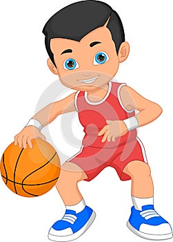 Boy playing basketball cartoon