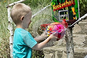 Boy playing basketball