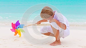 Boy playing on beach