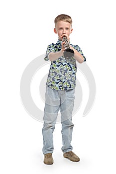 Boy playing a clarinet