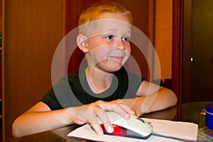 Boy playing on the computer