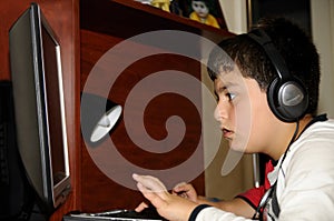 Boy playing computer games