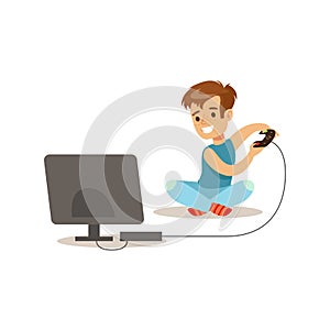 Boy Playing Console Video Games, Traditional Male Kid Role Expected Classic Behavior Illustration