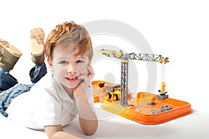 Boy playing with construction toys