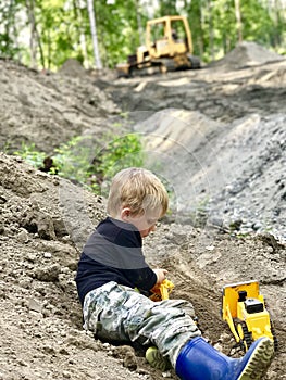 Boy playing with construction toys