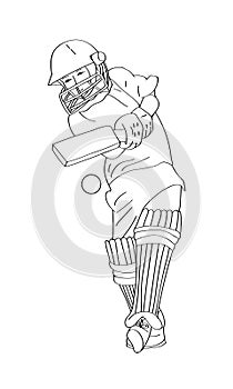 Boy playing cricket. The popular team game. The player hits the ball bat. Vector.