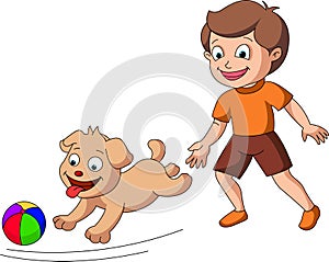 Boy Playing with a Dog