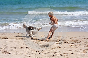 Boy playing dog