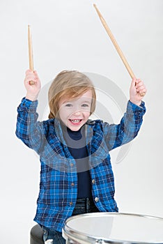 Boy playing drums
