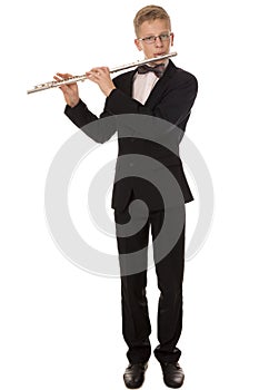 Boy playing a flute