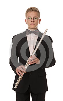 Boy playing a flute