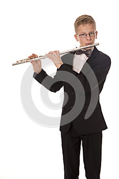 Boy playing a flute