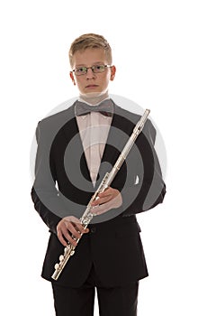 Boy playing a flute