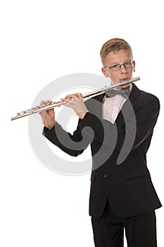 Boy playing a flute