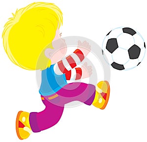 Boy playing football