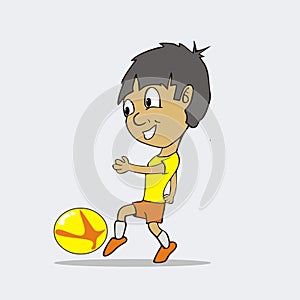 Boy playing football cartoon vector