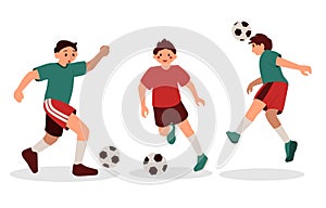 Boy Playing Football Soccer Player Sport Character Isolated
